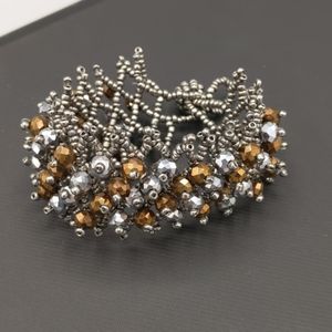 Bronze Gold Pewter Silver Beaded Bracelet